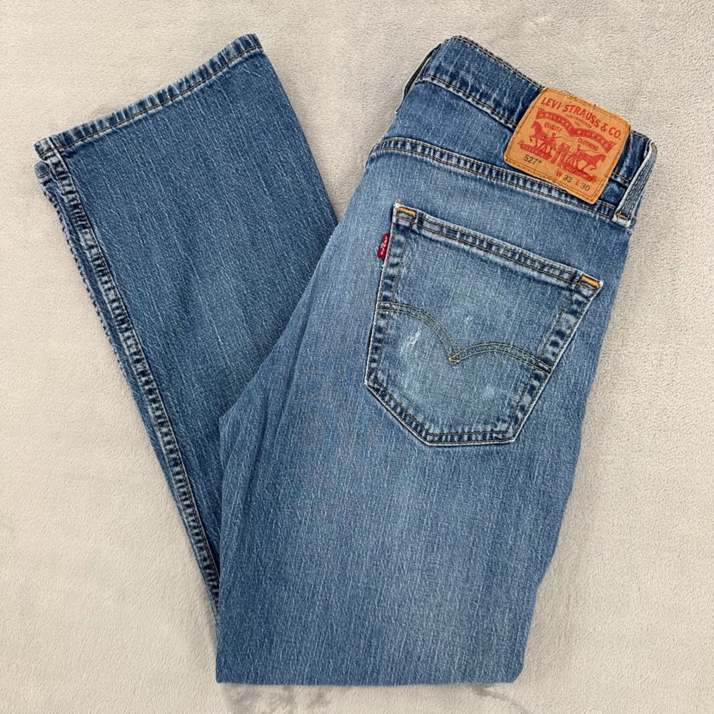 Levis 527 Slim Bootcut Jeans Mens 33x30 Medium Wash Blue Strech Denim Western